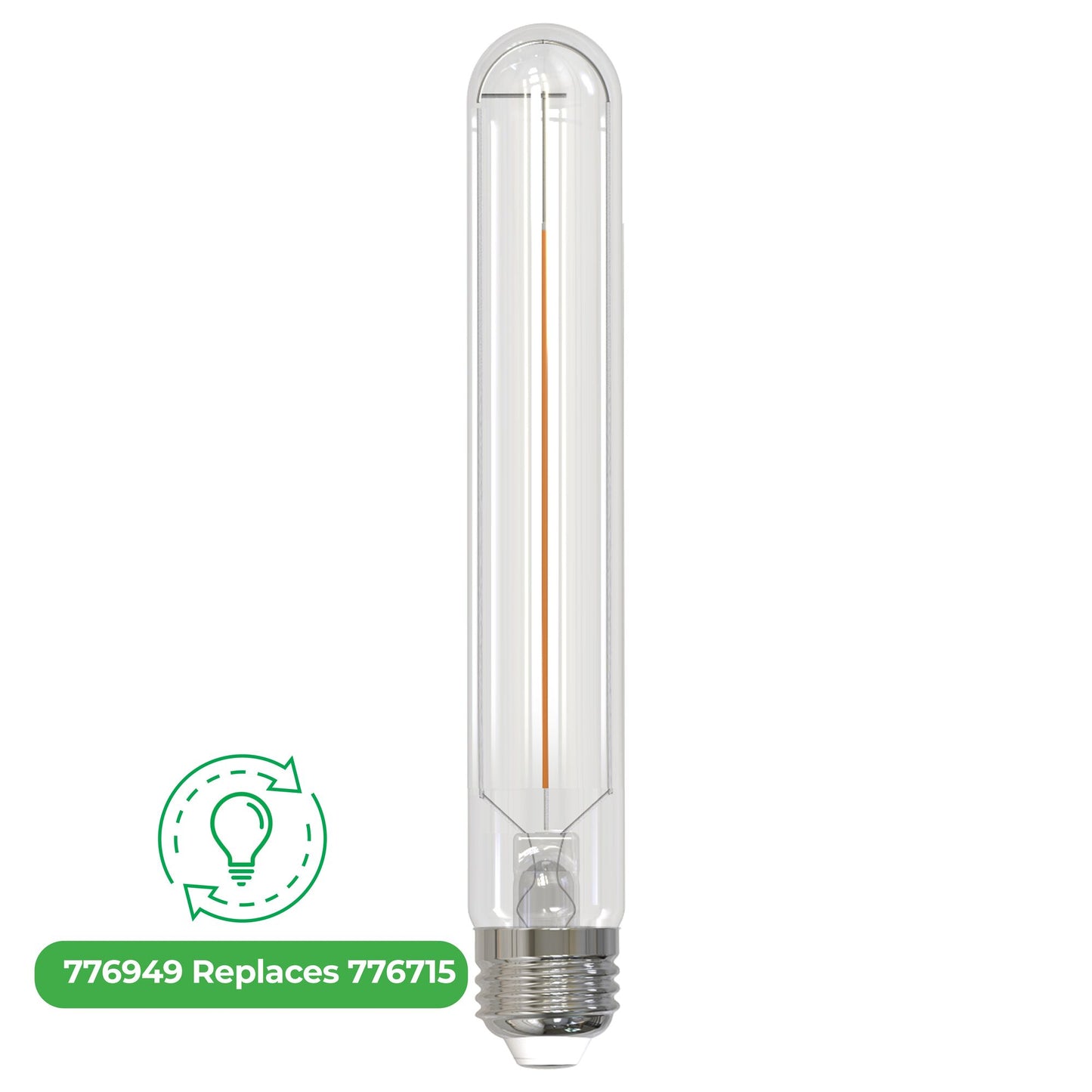 Bulbrite LED Filament 3 Watt Dimmable 7.5 Inch T9 Light Bulb with Clear finish and Medium (E26) Base - 3000K Soft White Light, 250 Lumens