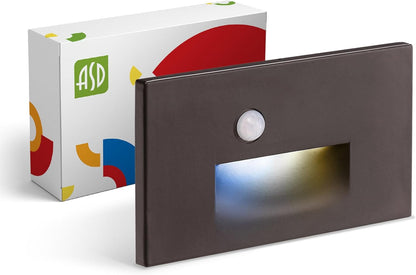 ASD Lighting LED Step Light Horizontal 3W 120V CCT Selectable 3000/4000/5000K with Motion Sensor Oil Rubbed Bronze ETL