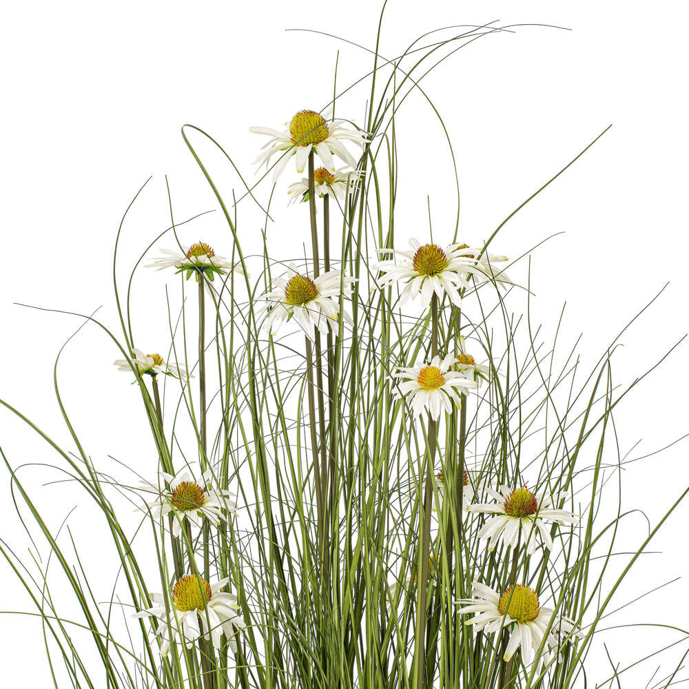Vickerman 60" Artificial Potted Green Grass and Daisies.
