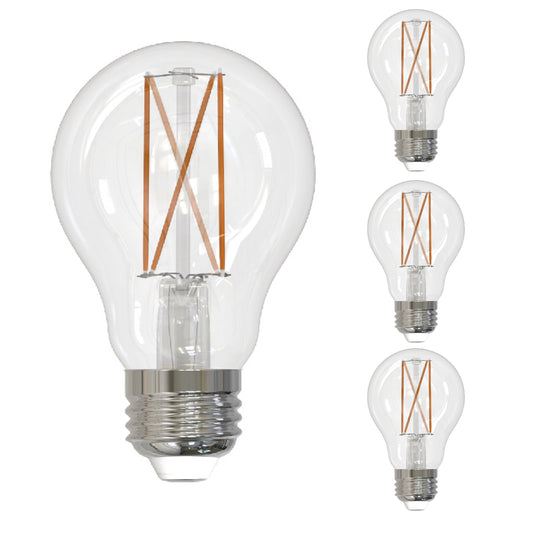 Bulbrite 8.5W LED A19 LIGHT BULB 4000K COOL WHITE FILAMENT, E26 MEDIUM SCREW BASE, DIMMABLE JA8 4PK