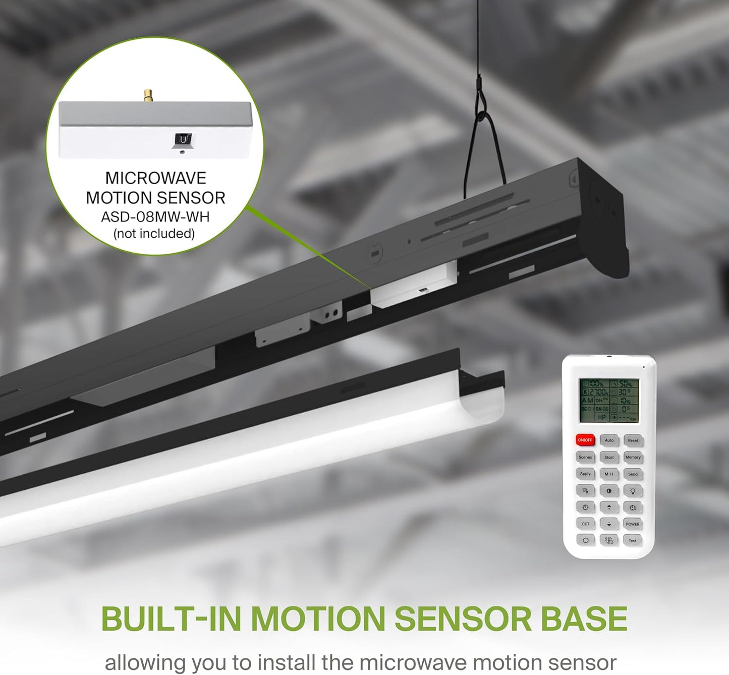 ASD Lighting LED Stairwell Fixture with Q-base 4feet Power Adjustable 25/30/40W 120-277V CCT Selectable 3500/4000/5000K with Battery back-up 10W Dimmable Black UL DLC Premium