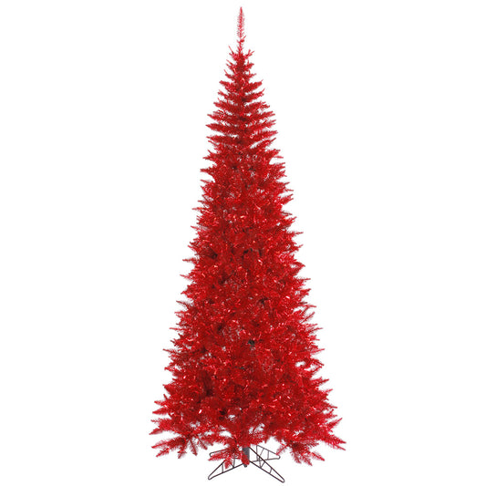 Vickerman 10' Tinsel Red Fir Slim Artificial Christmas Tree Unlit