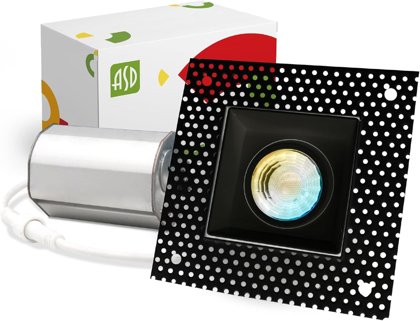 ASD Lighting LED Trimless Downlight Gimbal Square 2inch 8W 120V Triac 2700/3000/3500/4000/5000K Black ETL