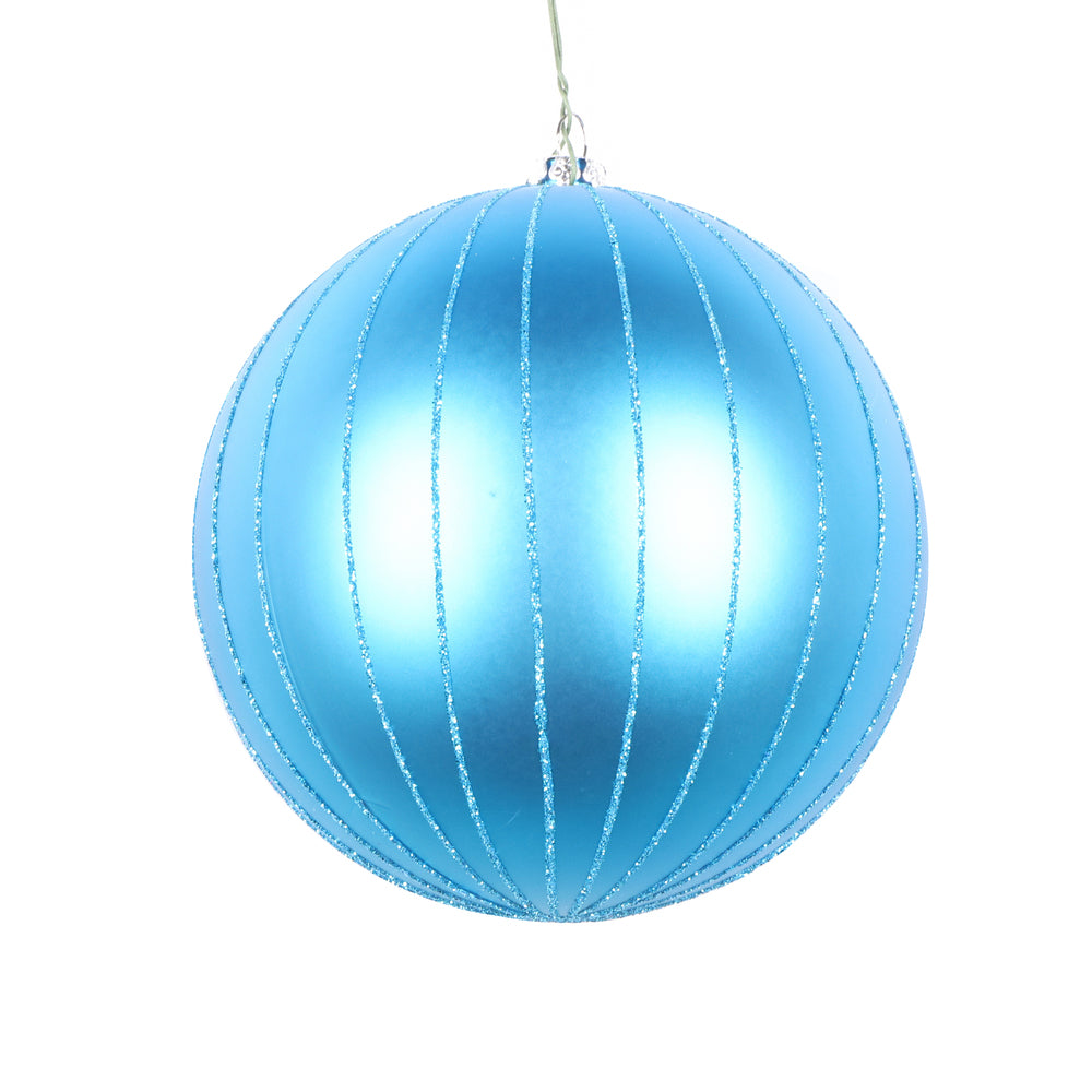 Vickerman 5" Turquoise Matte  Glitter Ball Christmas Ornament 4 pieces per bag