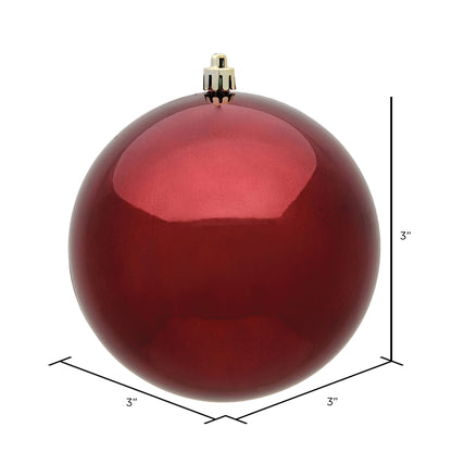 Vickerman 3" Burgundy Shiny Ball Ornament 32 per Box