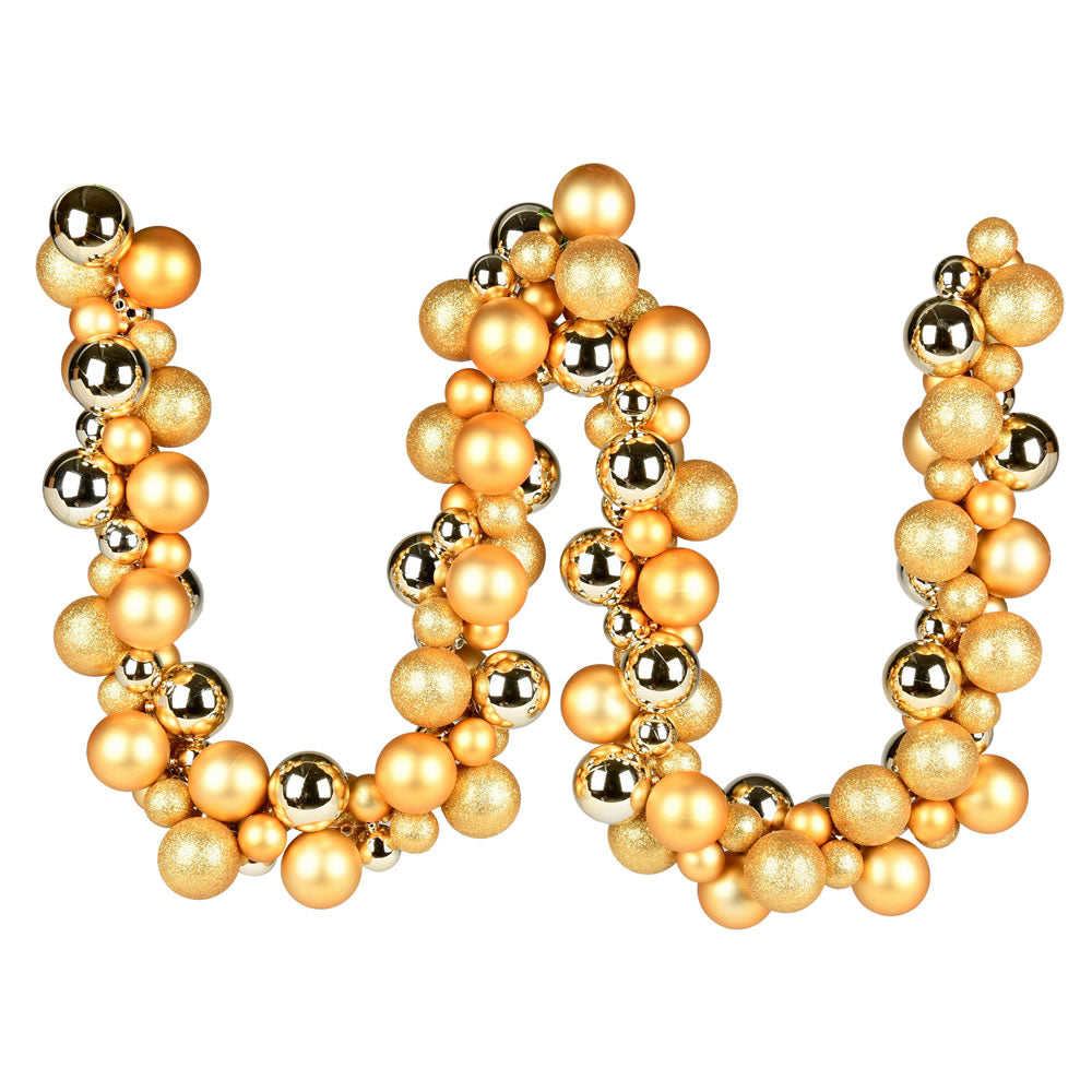 Vickerman 6' Gold Assorted Ornament Ball Christmas Garland