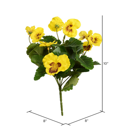 Vickerman 10" Artificial Yellow Pansy Bush 4 per pack