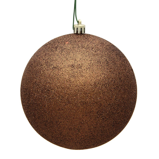 Vickerman 6" Mocha Glitter Ball Ornament 4 per Bag