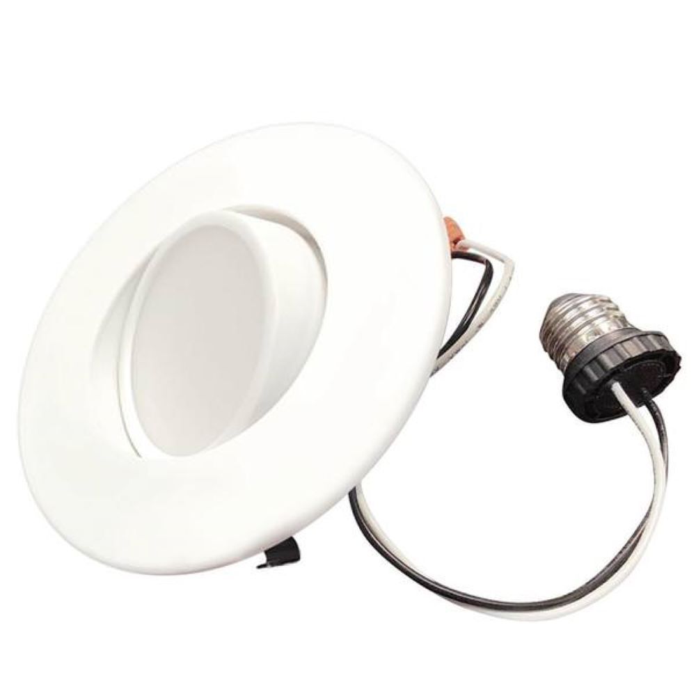 Bulbrite 9 Watt Adjustable 4" Integrated LED Recessed Downlight with E26 Quick Connect Adaptor and Gimbal, 2700K Warm White Light, 650 Lumens