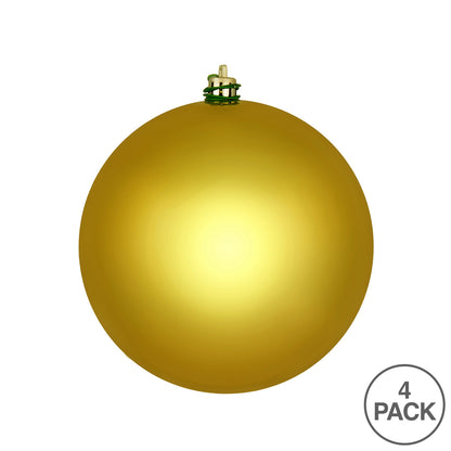 Vickerman 6" Medallion Gold Shiny Ball Ornament 4 per Bag