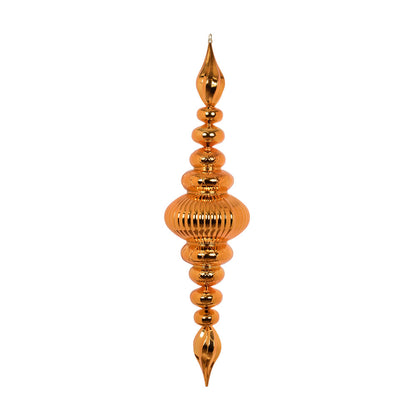 Vickerman 41" Burnished Orange Shiny Finial. This large ornament is an eye catching addition to any holiday decorating project. It features a metal hook for hanging. Made with shatterproof plastic.