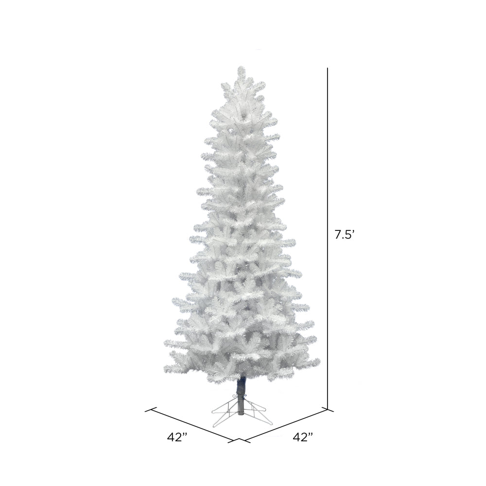 Vickerman 7.5' Crystal White Pine Slim Artificial Christmas Tree Unlit