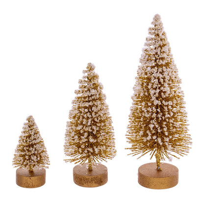 Vickerman 3"-5"-7" Gold Sisal Bottle Brush Tree Set Set of 3
