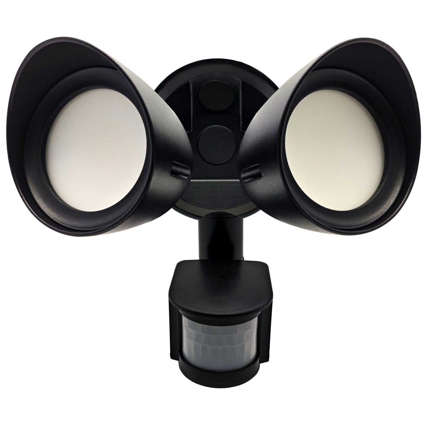 Bulbrite 773703 Motion Sensor / Dusk-To-Dawn Wired Outdoor 2-Head LED Security Flood Light, Black