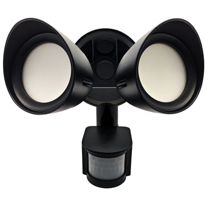 Bulbrite 773703 Motion Sensor / Dusk-To-Dawn Wired Outdoor 2-Head LED Security Flood Light, Black