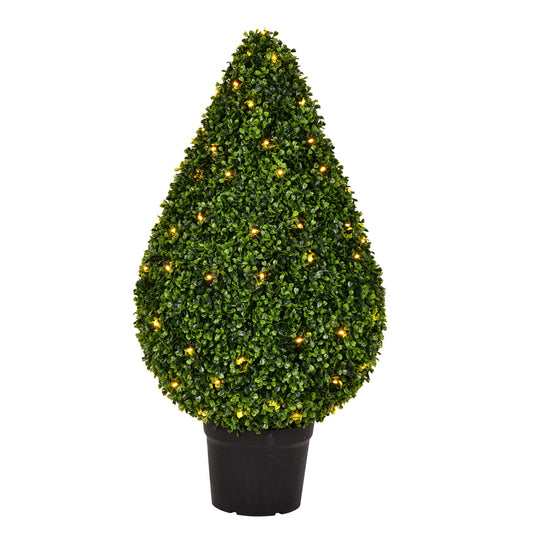 Vickerman Artificial 36" High x 20" Wide Boxwood Teardrop Shaped Bush warm white 3mm LED lights.