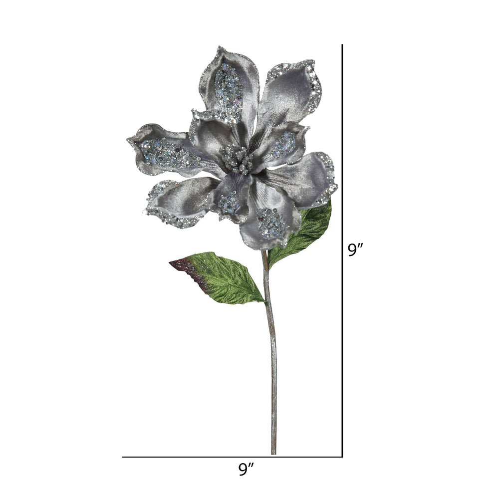 Vickerman 22" Pewter Velvet Magnolia Artificial Christmas Pick 3 per Bag