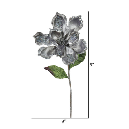 Vickerman 22" Pewter Velvet Magnolia Artificial Christmas Pick 3 per Bag