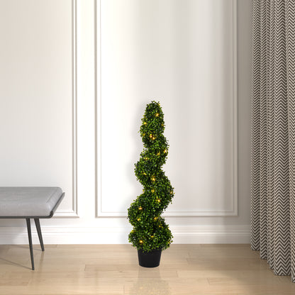 Vickerman 3' Artificial Potted Green Boxwood Spiral Tree.