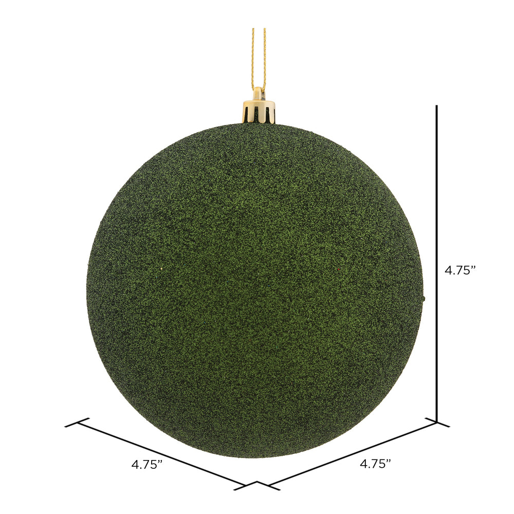 Vickerman 4.75" Moss Green Glitter Ball Ornament 4 per Bag