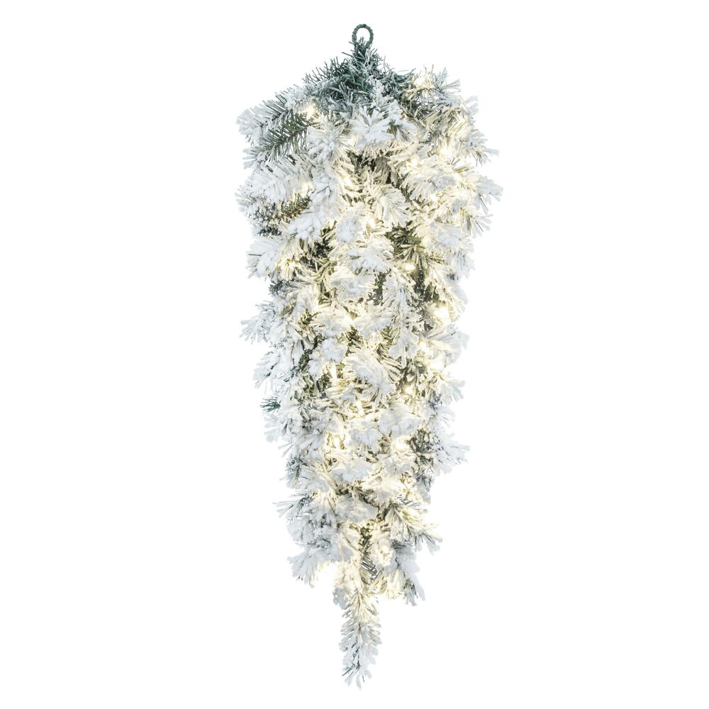 Vickerman 36" Frosted Glacier Pine Artificial Pre-Lit Teardrop with 106 Realistic Frosted Mixed PVC Tips and 50 Dura-Lit® Warm White Mini Lights,