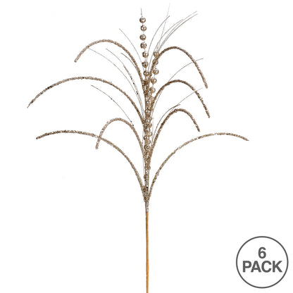 Vickerman 29" Champagne Glitter Harvest Artificial Christmas Spray. Includes 6 sprays per pack.
