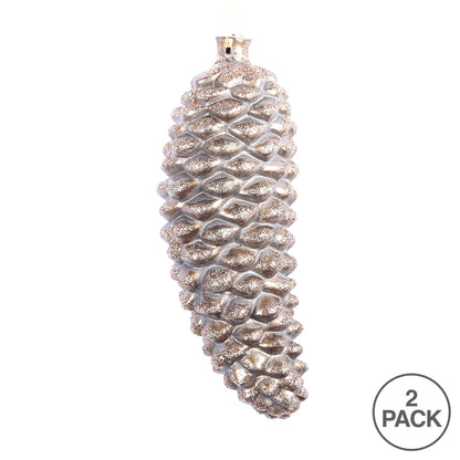 Vickerman 8" Mocha Antique Pinecone  Christmas Ornament Pack of 2