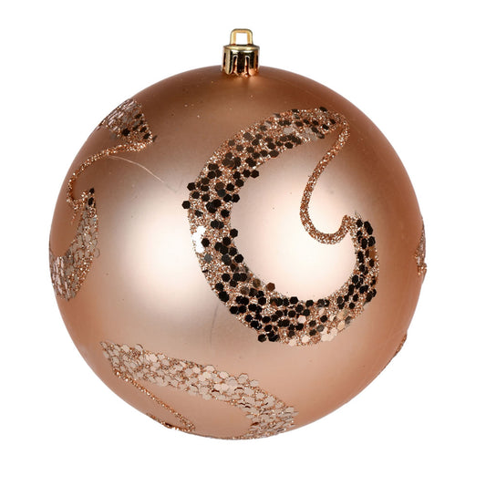 Vickerman 4" Café Latte Matte Sequin Swirl Ornament 6 per Bag