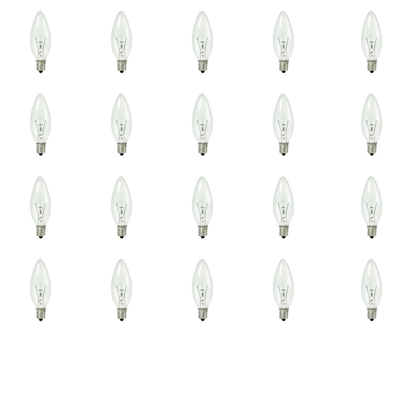 BULBRITE KRYPTON B8 CANDELABRA SCREW (E12) 15W DIMMABLE LIGHT BULB 2700K/WARM WHITE 20PK (460015)