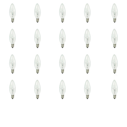 BULBRITE KRYPTON B8 CANDELABRA SCREW (E12) 15W DIMMABLE LIGHT BULB 2700K/WARM WHITE 20PK (460015)