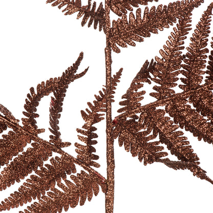 Vickerman 22" Chocolate Onoclea Glitter Fern Artificial Christmas Spray. Includes 6 sprays per pack.