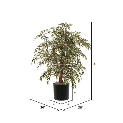Vickerman 4' Artificial Variegated Smilax Extra Full Bush Black Plastic Pot.