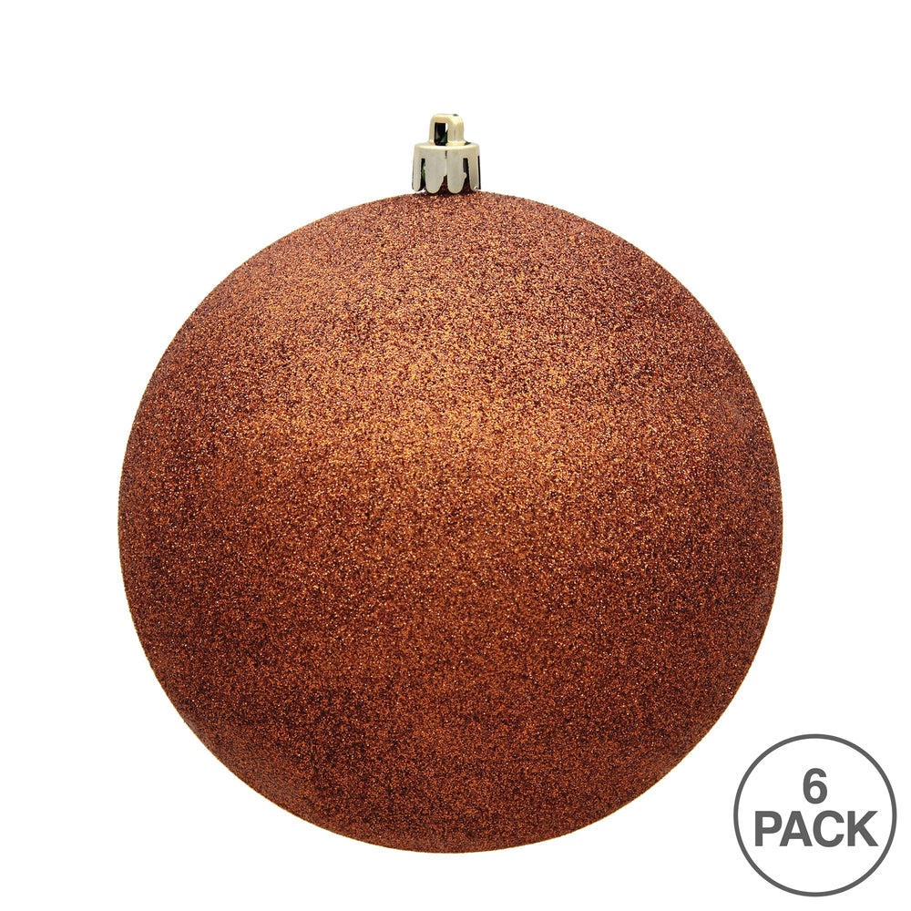 Vickerman 4" Copper Glitter Ball Ornament 6 per Bag