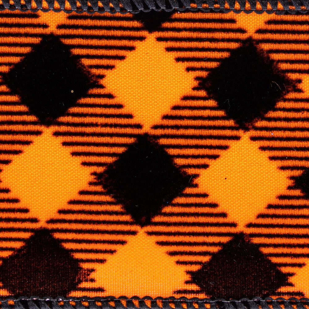 Vickerman 2.5" x 10 Yards Orange and Black Plaid Ribbon.