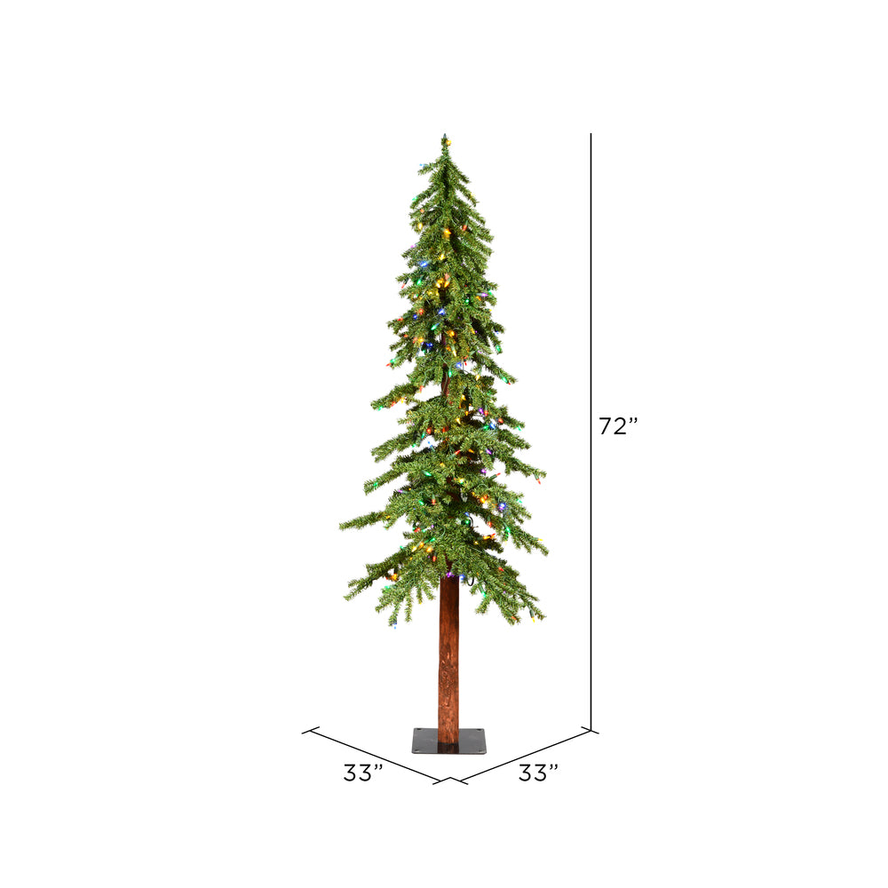 Vickerman 6' x 33" Natural Alpine Artificial Christmas Tree Multi-colored LED Lights