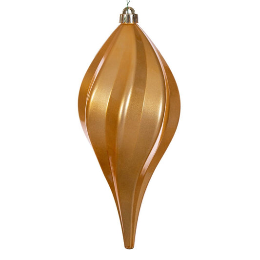 Vickerman 12" Copper Gold UV Candy Swirl Drop Christmas Ornament