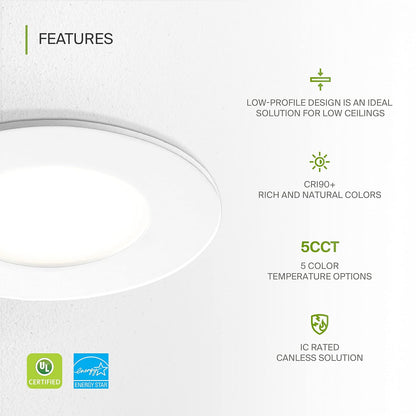 ASD Lighting LED Recessed Mini Panel Round 3inch 6W 120V Triac 2700/3000/3500/4000/5000K White UL Energy Star 12 pack