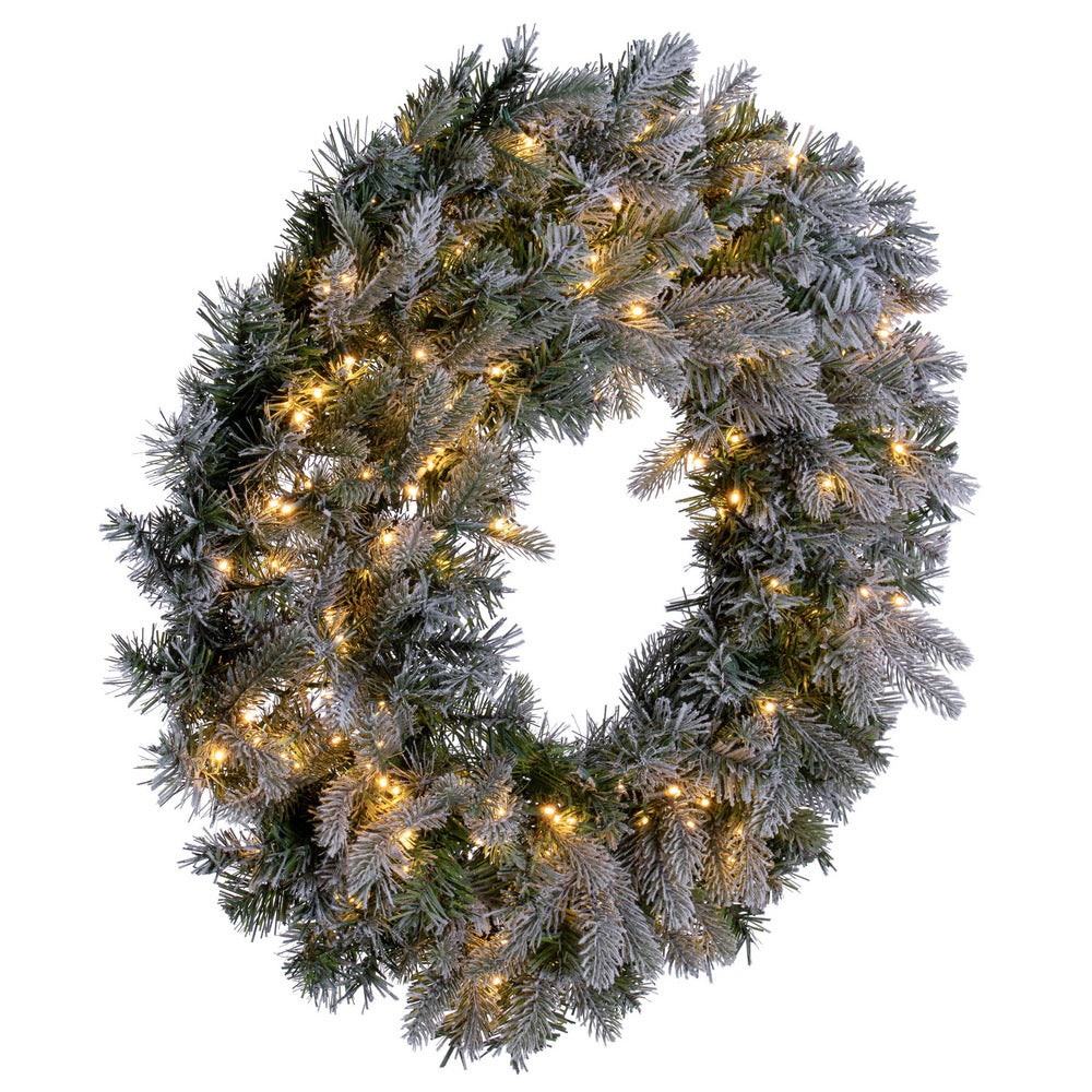 Vickerman 36" Frosted Douglas Fir Artificial Pre-Lit Wreath with Warm White LED Mini Lights.