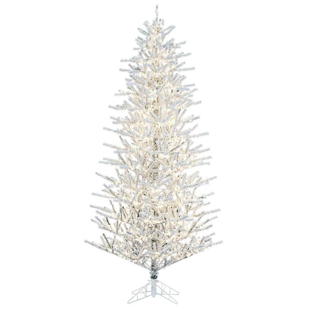 Vickerman 12' x 72" Flocked Pistol Pine Artificial Pre-lit Christmas Tree Warm White 3mm LED Lights.