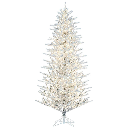 Vickerman 12' x 72" Flocked Pistol Pine Artificial Pre-lit Christmas Tree Warm White 3mm LED Lights.