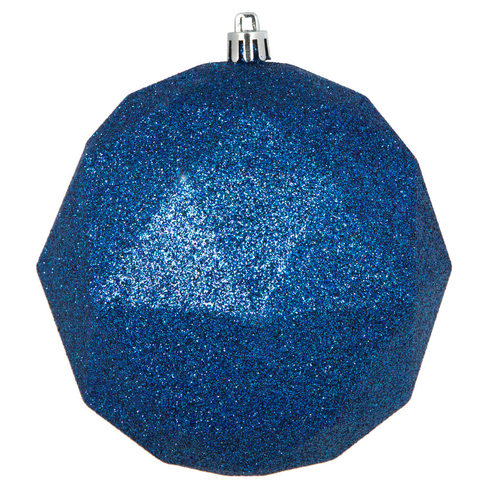 Vickerman 4.75" Midnight Blue Glitter Geometric Ball Ornament 4 per bag