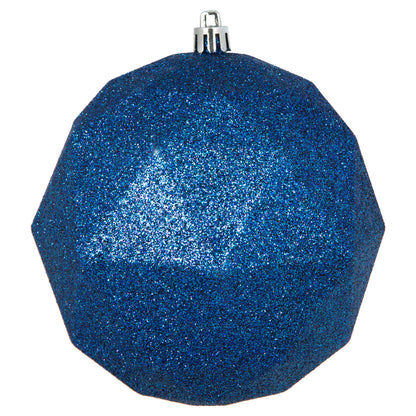 Vickerman 4.75" Midnight Blue Glitter Geometric Ball Ornament 4 per bag