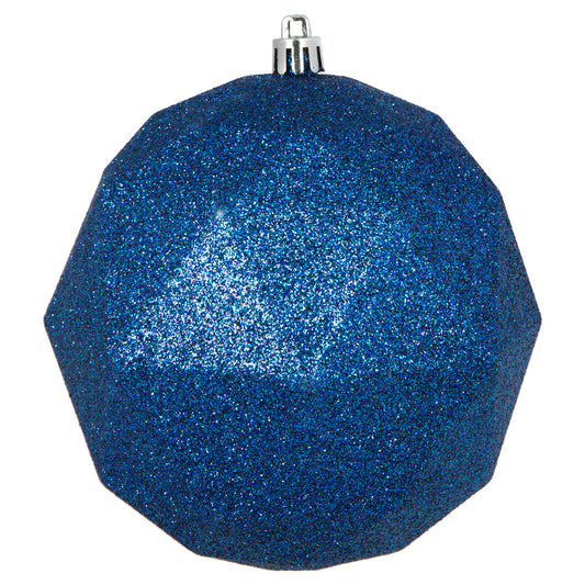 Vickerman 4.75" Midnight Blue Glitter Geometric Ball Ornament 4 per bag