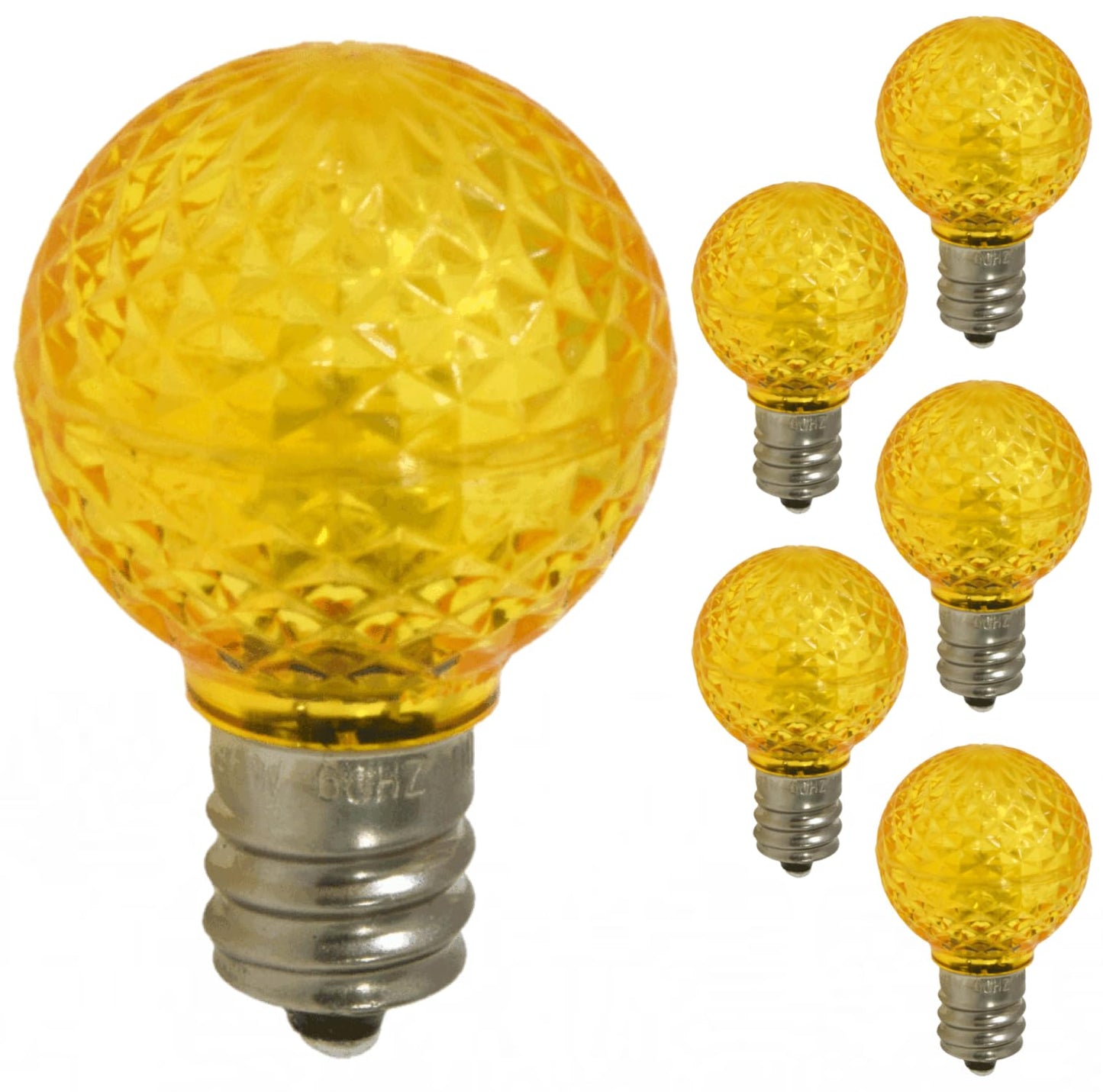 Damar- G9 LED Bulb Crystal Transparent Yellow Dimmable 0.6W-0.96W E12 Candelabra Base 100-130V Pack of 6- Small Faceted Globe Mood Colored Lighting for Party Christmas Home Decoration