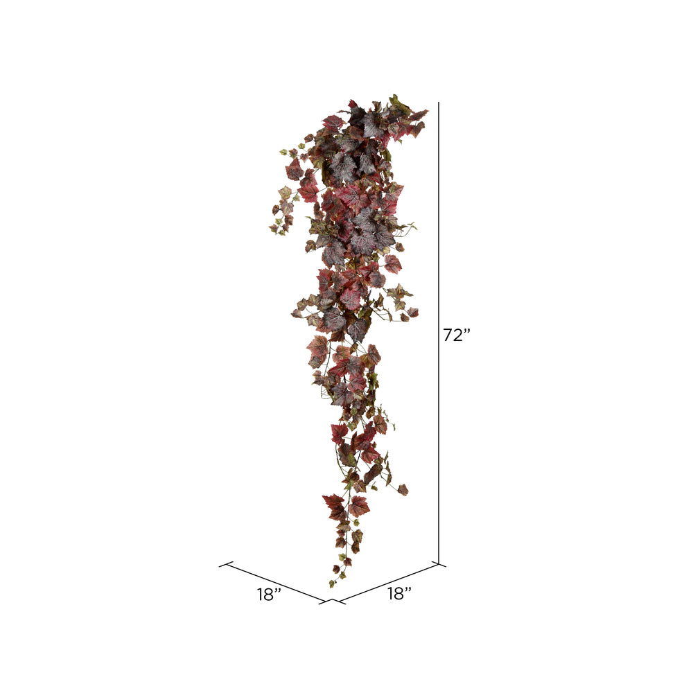 Vickerman 6' Artificial Burgundy Grape Leaf IvyHanging Bush.