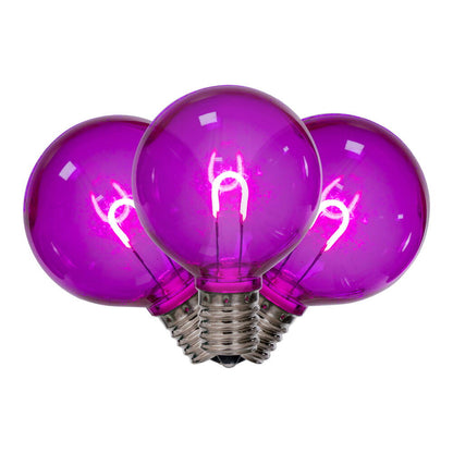 Vickerman G50 Transparent U-Shaped Filament Purple Bulb, E17 Base, .6 Watts, 25 Pcs Assorted/Bag.  Colors included are Blue, Red, Green, Purple and Amber.