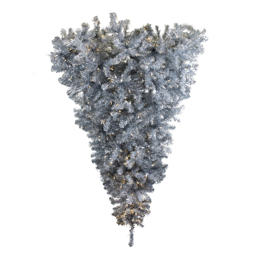 Vickerman 6' Silver Upside Down Artificial Christmas Tree Clear Dura-lit Incandescent Lights