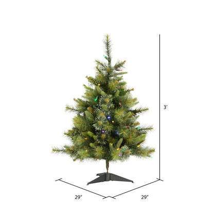 Vickerman 3' Cashmere Pine Artificial Christmas Tree Multi-Colored Dura-Lit® LED Lights