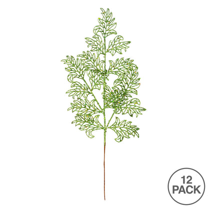 Vickerman 22" Lime Glitter Lace Holly Leaf Artificial Christmas Spray. Includes 12 sprays per pack.