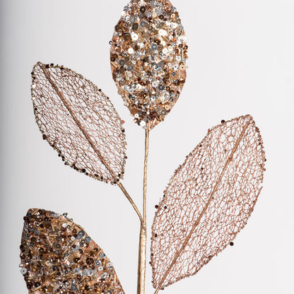 Vickerman 20" Chocolate Mesh Apple Leaf Artificial Christmas Spray. Includes 3 sprays per pack.